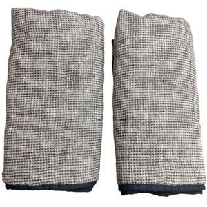 Pottery Barn European Flax Linen Waffle Quilted Standard Size Pillow Shams Navy